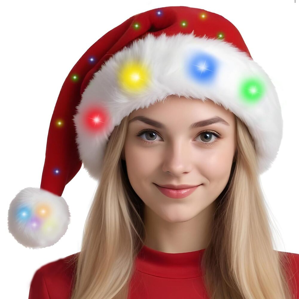 9730 Lighted Christmas Hat Light Up Santa Hat Adult Xmas Holiday Hat